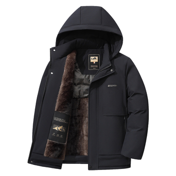 Geacă de iarnă din bumbac, cu umplutură din mătase-pamuk, căptușeală din poliester, fermoar, glugă detașabilă