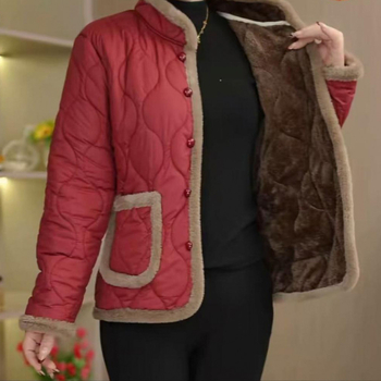 Geacă din bumbac cu căptușeală de fleece, croială Slim, guler înalt, lungime medie, culoare uni