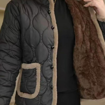 Geacă din bumbac cu căptușeală de fleece, croială Slim, guler înalt, lungime medie, culoare uni