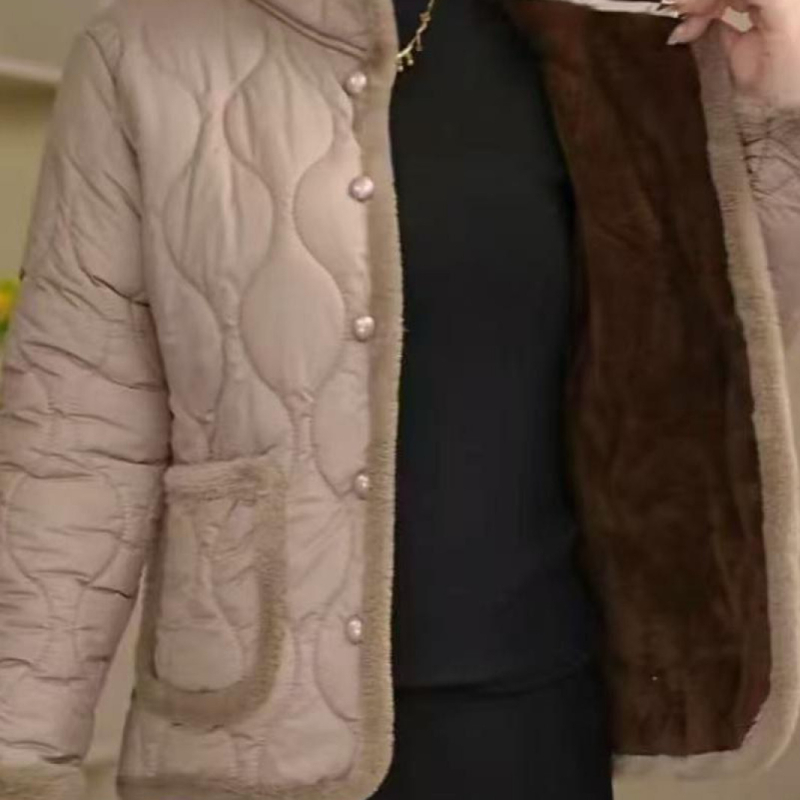 Geacă din bumbac cu căptușeală de fleece, croială Slim, guler înalt, lungime medie, culoare uni