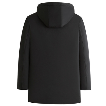 Palton bărbătesc căptușit din bumbac pentru iarnă, croială lejeră, glugă, fermoar, lungime medie