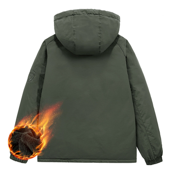 Jachetă de iarnă cu umplutură din bumbac, căptușită cu fleece, cu glugă, fermoar