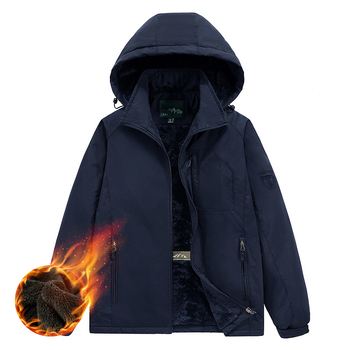 Jachetă de iarnă cu umplutură din bumbac, căptușită cu fleece, cu glugă, fermoar