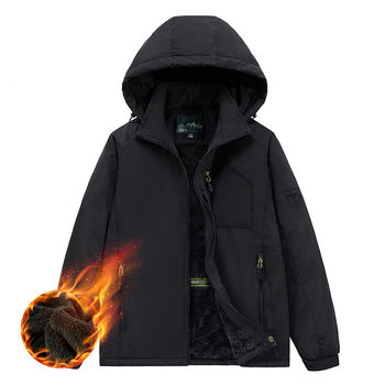 Jachetă de iarnă cu umplutură din bumbac, căptușită cu fleece, cu glugă, fermoar