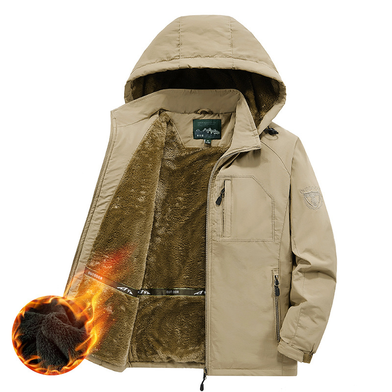 Jachetă de iarnă cu umplutură din bumbac, căptușită cu fleece, cu glugă, fermoar