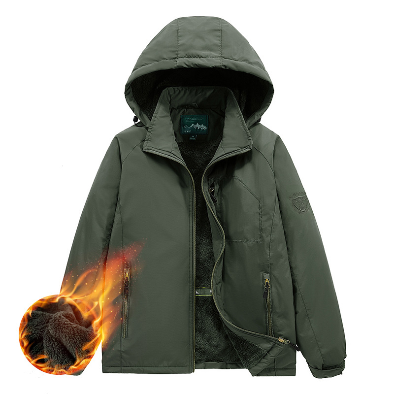 Jachetă de iarnă cu umplutură din bumbac, căptușită cu fleece, cu glugă, fermoar