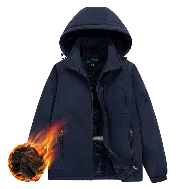 Jachetă de iarnă cu umplutură din bumbac, căptușită cu fleece, cu glugă, fermoar