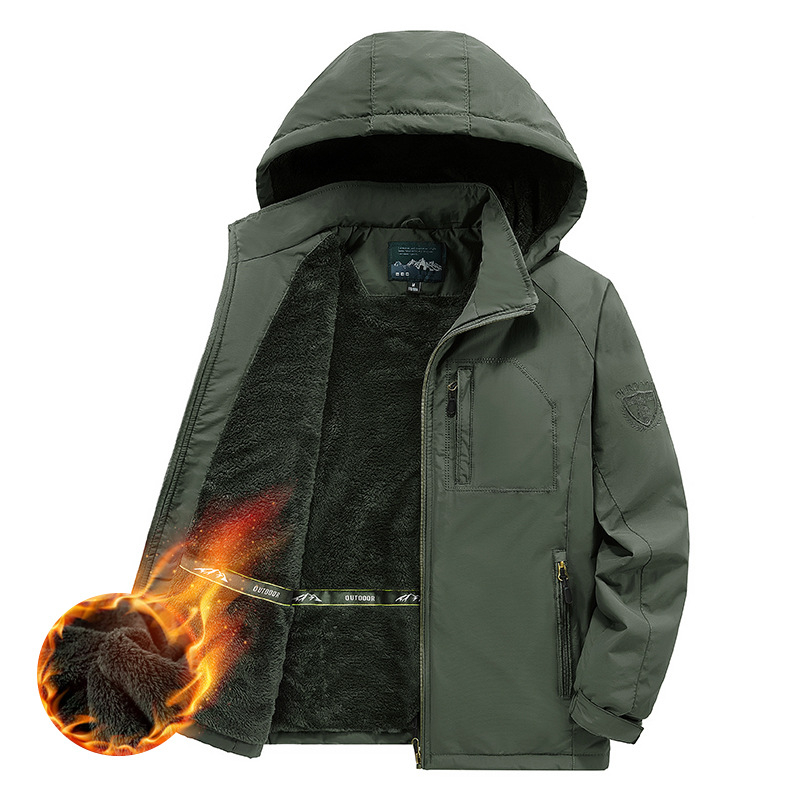 Jachetă de iarnă cu umplutură din bumbac, căptușită cu fleece, cu glugă, fermoar