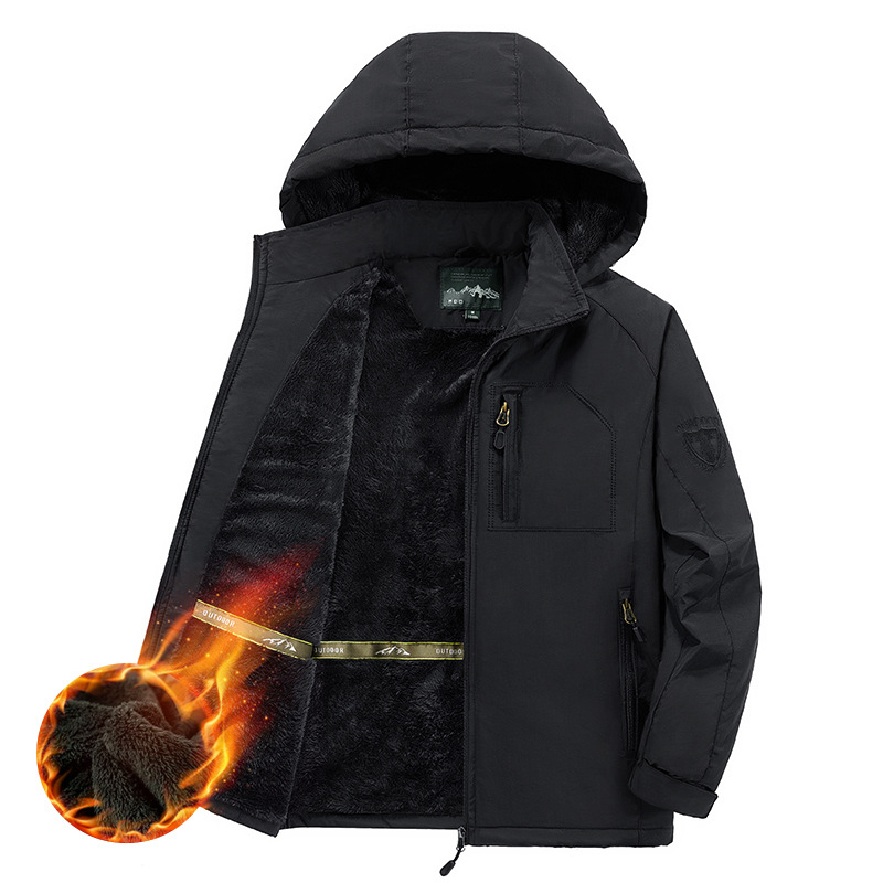 Jachetă de iarnă cu umplutură din bumbac, căptușită cu fleece, cu glugă, fermoar