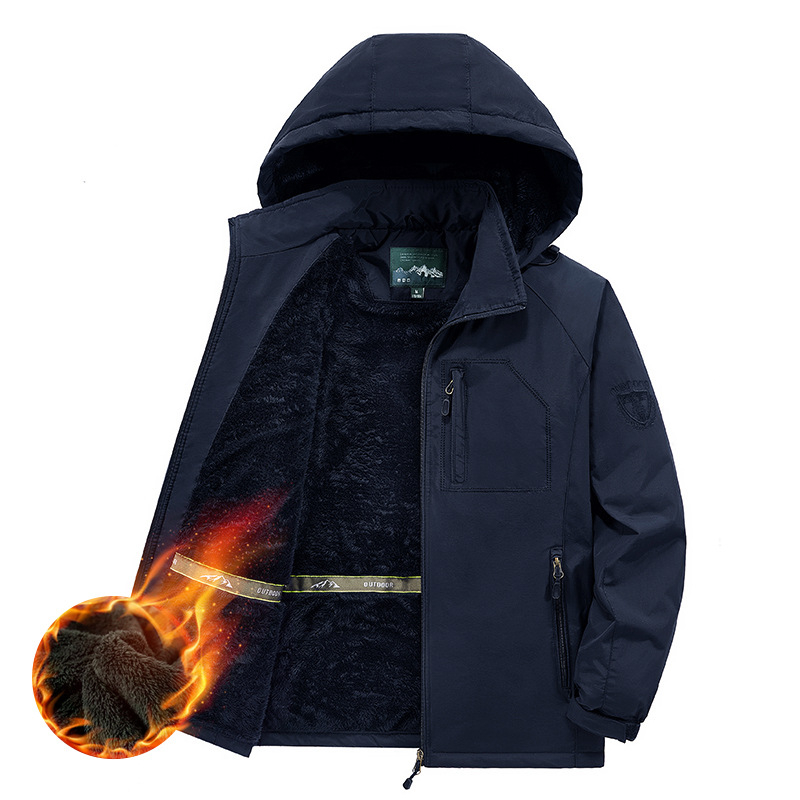 Jachetă de iarnă cu umplutură din bumbac, căptușită cu fleece, cu glugă, fermoar