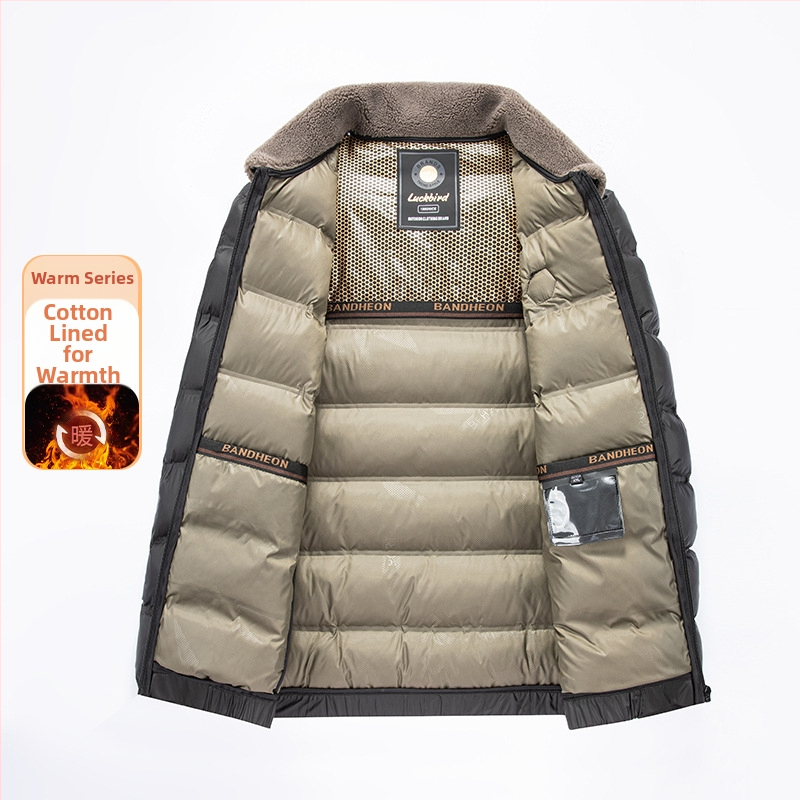 Pánsky bavlnený kabát s vypchávkou, golier rever, zips, hrubý, vetruodolný