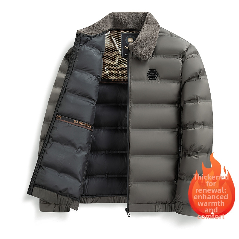 Pánsky bavlnený kabát s vypchávkou, golier rever, zips, hrubý, vetruodolný