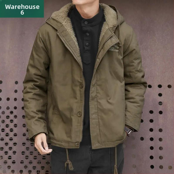 Bunda z bavlny s kapucňou, voľný strih, zips, flísová podšívka