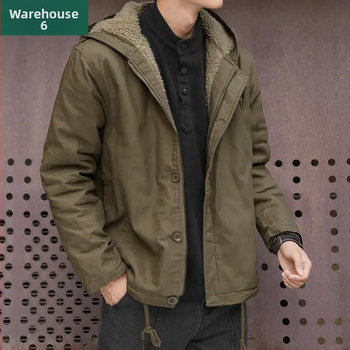 Bunda z bavlny s kapucňou, voľný strih, zips, flísová podšívka