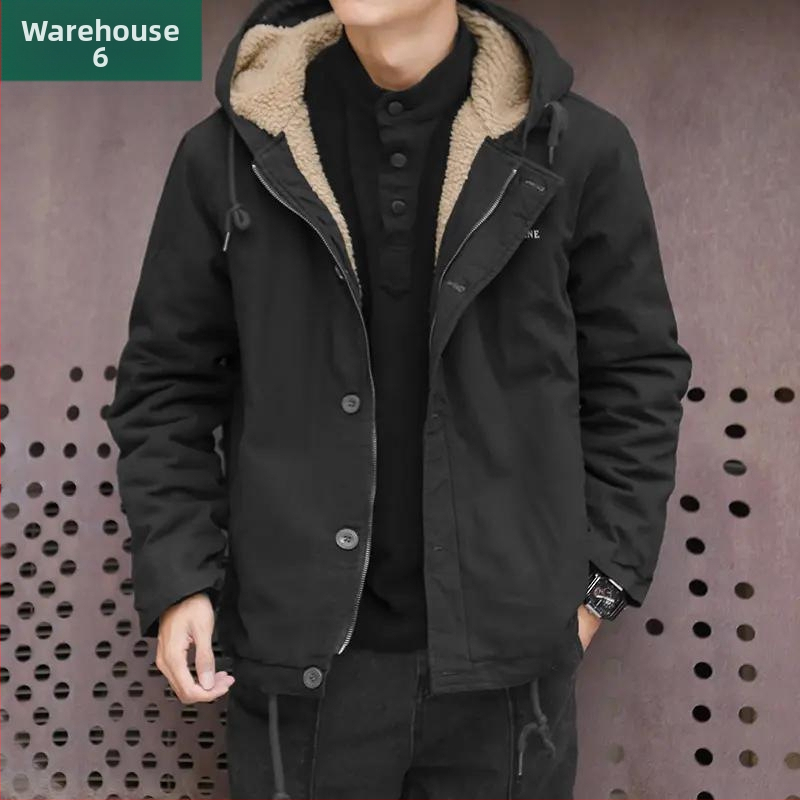 Bunda z bavlny s kapucňou, voľný strih, zips, flísová podšívka