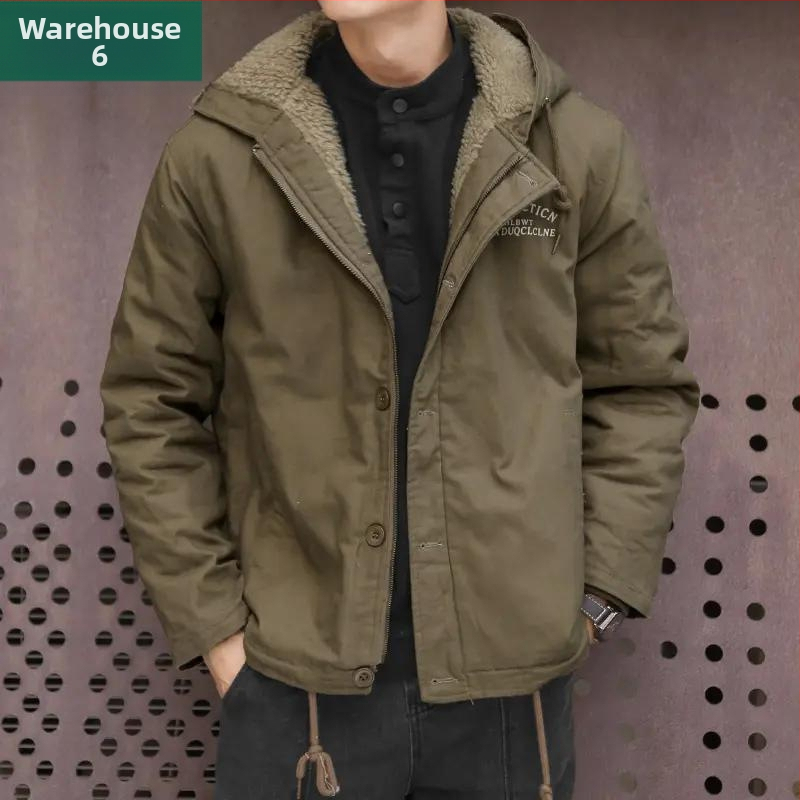 Bunda z bavlny s kapucňou, voľný strih, zips, flísová podšívka