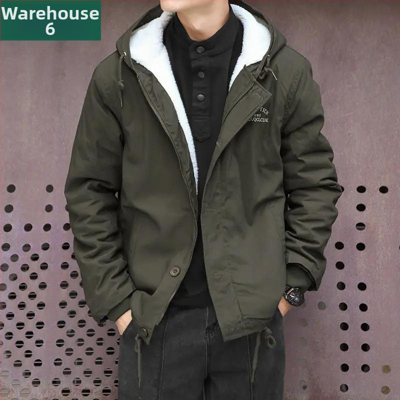 Bunda z bavlny s kapucňou, voľný strih, zips, flísová podšívka