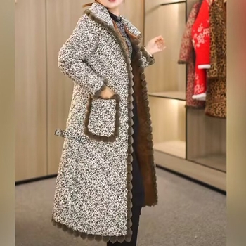Ženski topli kaput srednje duljine s pamučnom punom, zimsko vanjsko odijelo u retro stilu, opuštenog svakodnevnog dizajna
