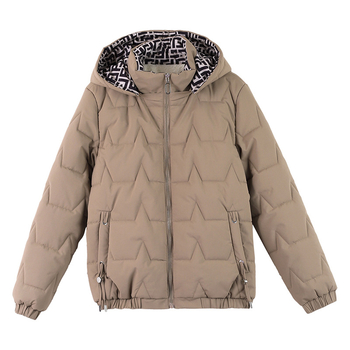 Dámska bavlnená zateplená bunda s fleecovou podšívkou, stredná dĺžka, kapucňa, zips, výplň polyestér-bavlna