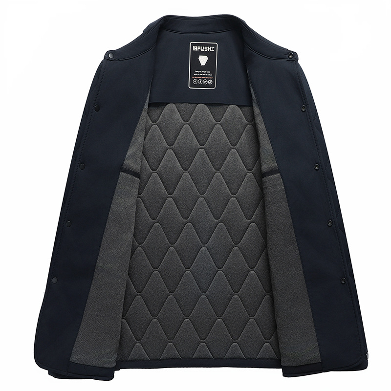Muški srednje dug kaput s punom od 20% mulberry silk, ovratnik, jednostrano zatvaranje, više džepova, zima, prilagodljiv kroj
