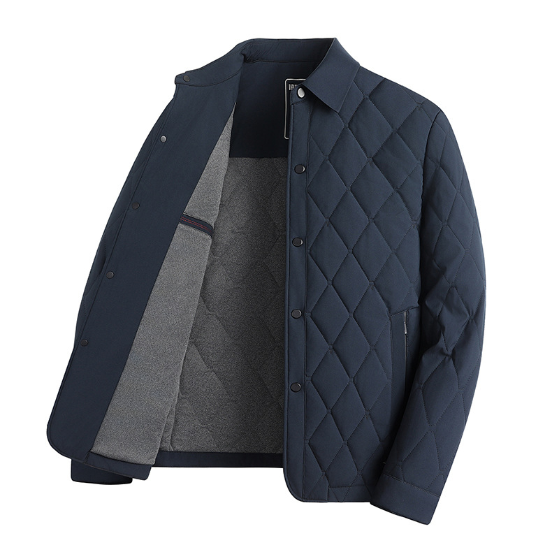 Muški srednje dug kaput s punom od 20% mulberry silk, ovratnik, jednostrano zatvaranje, više džepova, zima, prilagodljiv kroj