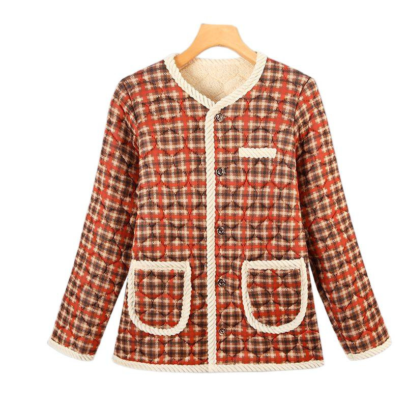 Nova ženska zimska jakna od pamuka, inspirirana Chanel stilom, s fleece podstavom i dodatnom debljinom, elegantna kućna odjeća za zrelu ženu