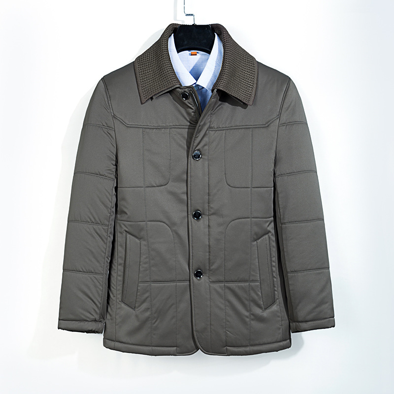 Muška jakna s pamukom i poliesterom punjena, opuštena linija, jednostruko kopčanje, bočni džepovi