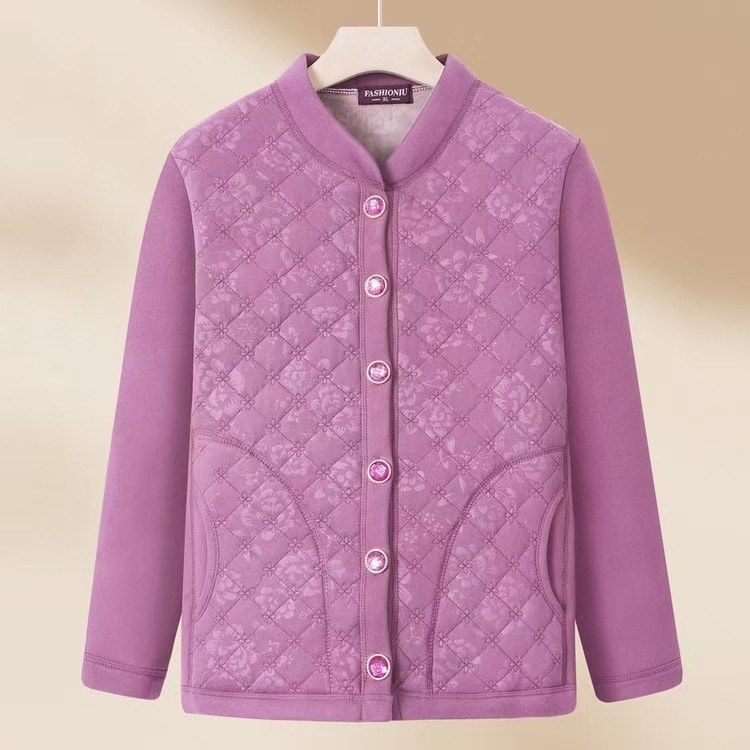 Dámska bavlnená vyteplená bunda s fleecovou vložkou, voľný strih, dlhé rukávy, okrúhly výstrih, stredná dĺžka 50–65 cm, japonsko-kórejský voľnočasový štýl, výplň: imitácia hodvábnych vlákien