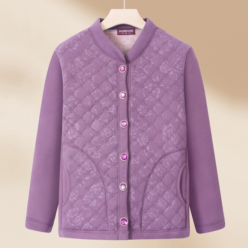 Dámska bavlnená vyteplená bunda s fleecovou vložkou, voľný strih, dlhé rukávy, okrúhly výstrih, stredná dĺžka 50–65 cm, japonsko-kórejský voľnočasový štýl, výplň: imitácia hodvábnych vlákien