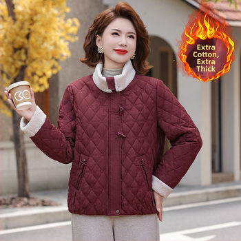 Elegantiška rudens-žiemos striukė su poliesterio pluošto užpildymu, ilgos rankovės, klasikinė kirpimas, paneliniai siuvinėjimai