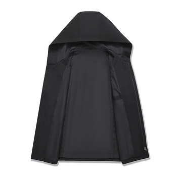 Jachetă matlasată de iarnă pentru bărbați, cu glugă, groasă, umplutură poliester, fermoar frontal, guler rever