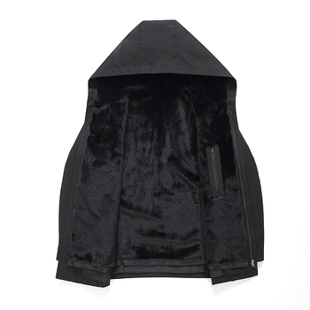 Jachetă matlasată de iarnă pentru bărbați, cu glugă, groasă, umplutură poliester, fermoar frontal, guler rever