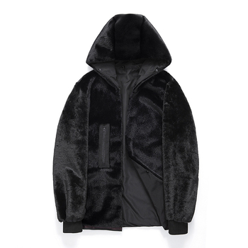 Jachetă matlasată de iarnă pentru bărbați, cu glugă, groasă, umplutură poliester, fermoar frontal, guler rever