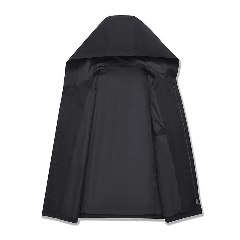 Jachetă matlasată de iarnă pentru bărbați, cu glugă, groasă, umplutură poliester, fermoar frontal, guler rever