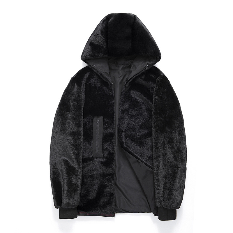 Jachetă matlasată de iarnă pentru bărbați, cu glugă, groasă, umplutură poliester, fermoar frontal, guler rever