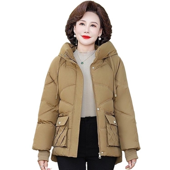 Plus-size krátka bunda s výplňou zo silk cotton pre ženy stredného veku, polo golier, stredná dĺžka 65–80 cm