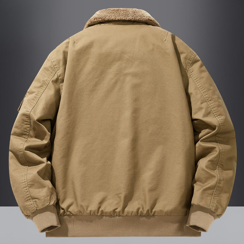 Muška pamučna jakna za zimu s fleece podstavom, topla i debela, ležernog kroja, bomber jakna s krznim ovratnikom