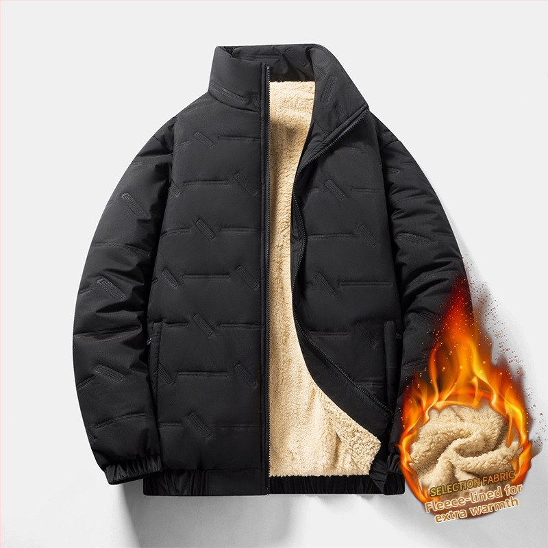 Muška jakna s flis podstavom i pamukovim punjenjem, stojeći ovratnik, zip, uski kroj, jednobojna, zimska