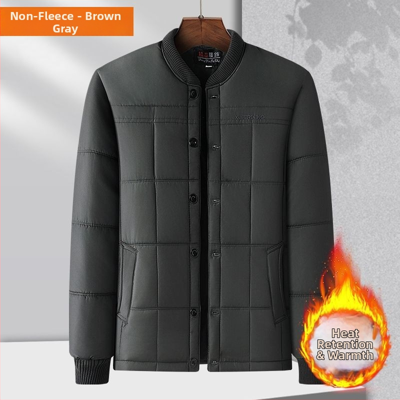 Zimska debela muška jakna s punjenjem od ovčje vune, stojeći ovratnik, zip, fleece podstava, džepovi s patch-ima, toplo i izdržljivo