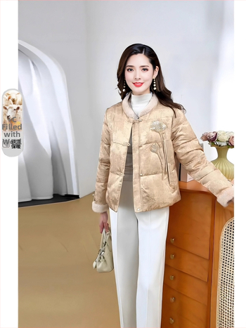 Žensko kratko pamučno jakno za zimu 2025, elegantan gradski stil