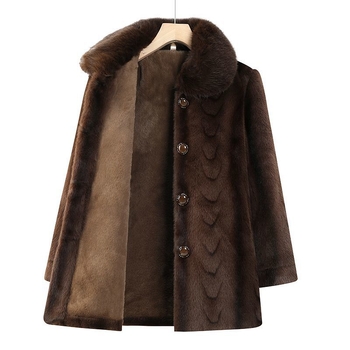 Ženski zimski kaput za srednju i stariju dob, ležernog kroja, književno-retro stil, polo ovratnik, srednja duljina, punilo: imitirani svileno-pamučni materijal
