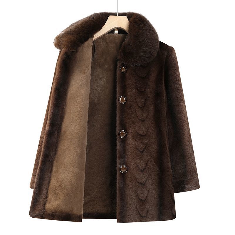 Ženski zimski kaput za srednju i stariju dob, ležernog kroja, književno-retro stil, polo ovratnik, srednja duljina, punilo: imitirani svileno-pamučni materijal