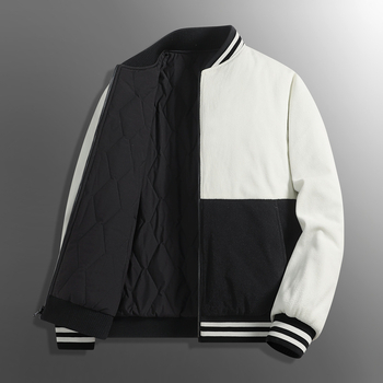 Muško reverzibilna karirana jakna s poliesterskim punjenjem, zatvaračem i bočnim džepovima