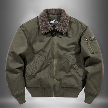 Férfi pamut bélelt kabát - fleece bélés, cipzár, állógalléros, bő szabás, téli