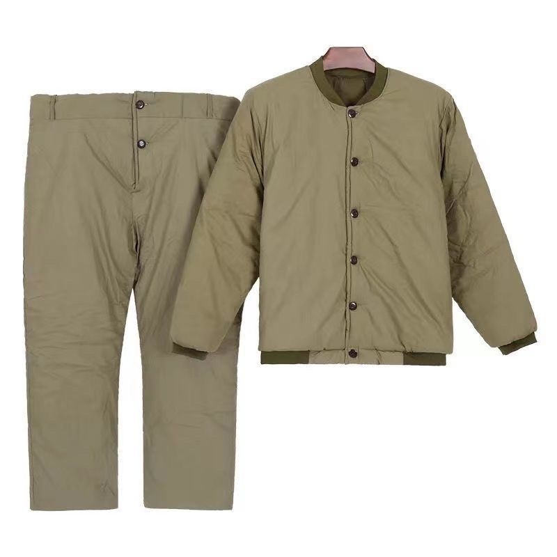 Bányászati pamut kabát és nadrág téli munkaruházat, vastag pamutszövet, belső pamut bélés, gallér nélküli, egy soros záródás, szélvédett