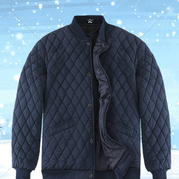 Férfi pamut töltött kabát — minimalist stílus, szabad szabás, egysoros záródás, pamut töltet, belső pamut bélés