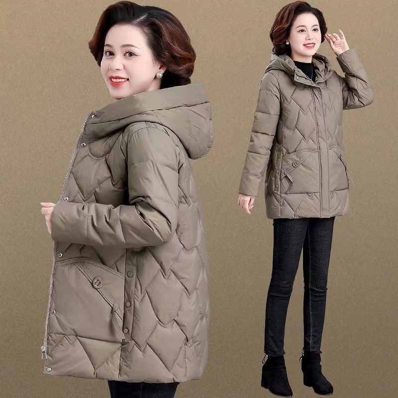 Női ultrakönnyű pamut-párnázott kabát Chenille anyagból, töltet imitált selyem-pamut, polo gallér, hercegnő-stílusú ujjak