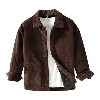 Corduroy pamut töltött kabát, vintage stílus, gallér, egyrészes záródás, vastag poliészter töltet