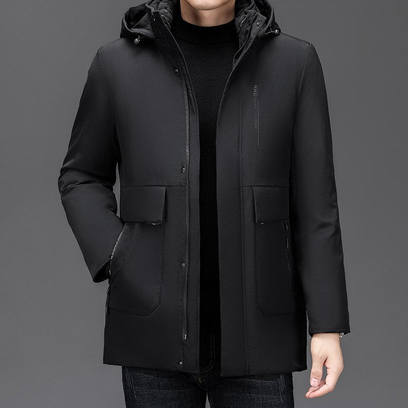 Férfi téli kabát leválasztható béléssel, fleece bélés, kapucnival, cipzár elöl, lazább szabás