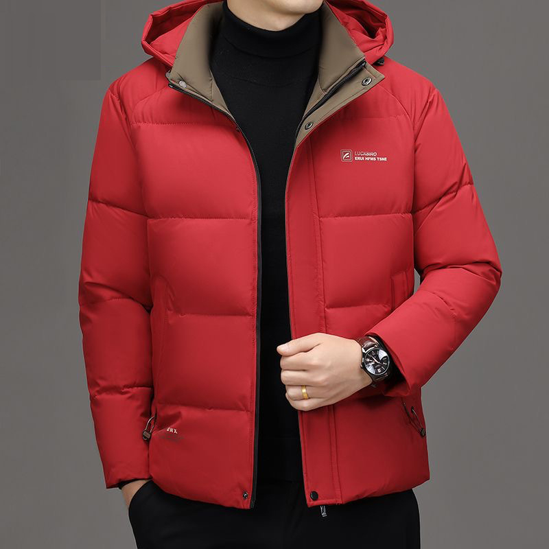 Férfi téli kabát polisztiertöltettel, vastag meleg, cipzáras zárás, levehető kapucnival, középhosszú